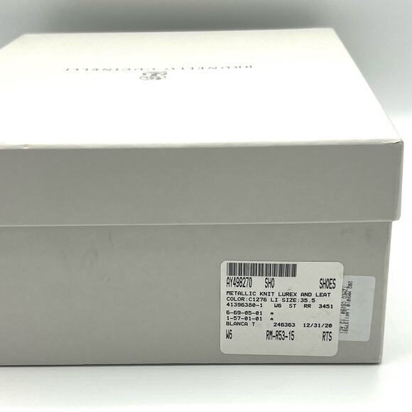 NEW Brunello Cucinelli Metallic Knit and Leather Sneakers Size 35.5 (US 5.5) - Picture 12 of 12